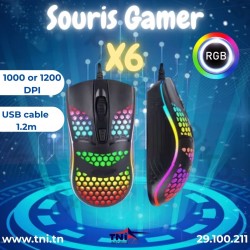 Souris Gamer X6 RGB USB Noir